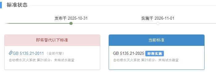 GB 5135.21-2025《自動噴水滅火系統(tǒng) 第21部分：末端試水裝置》標(biāo)準(zhǔn)狀態(tài)