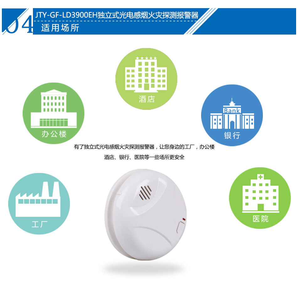JTY-GF-LD3900EH獨(dú)立式光電感煙火災(zāi)探測(cè)報(bào)警器實(shí)拍應(yīng)用場(chǎng)所